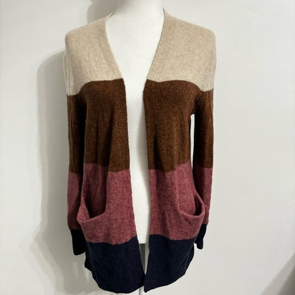 Madewell Ryder Stripe Cardigan Cream Pink color Block Color Stripped Sweater XXS - Picture 6 of 15